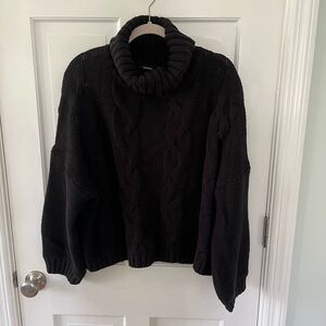 Amazon Dokotoo Black Cropped Cable Knit Turtleneck Sweater Size XL